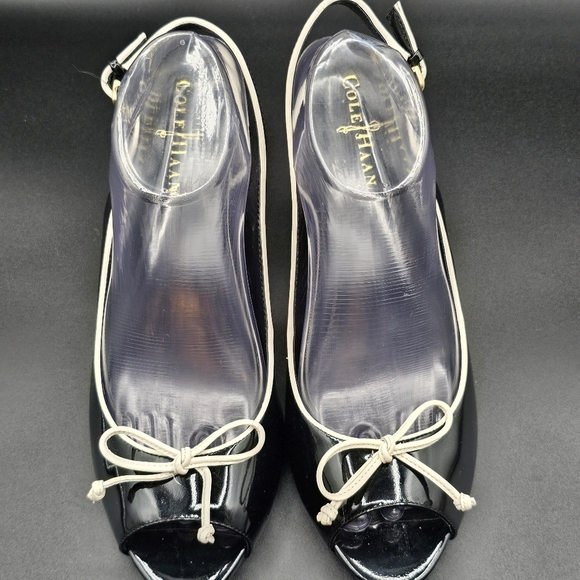 Cole Haan Black Peep-Toe Heels - 10.0 - Picture 6 of 8